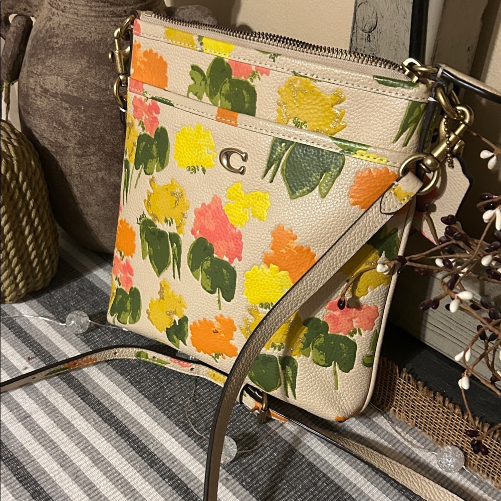Coach Floral Crossbody Bag in Cream and Orange - Picture 9 of 9